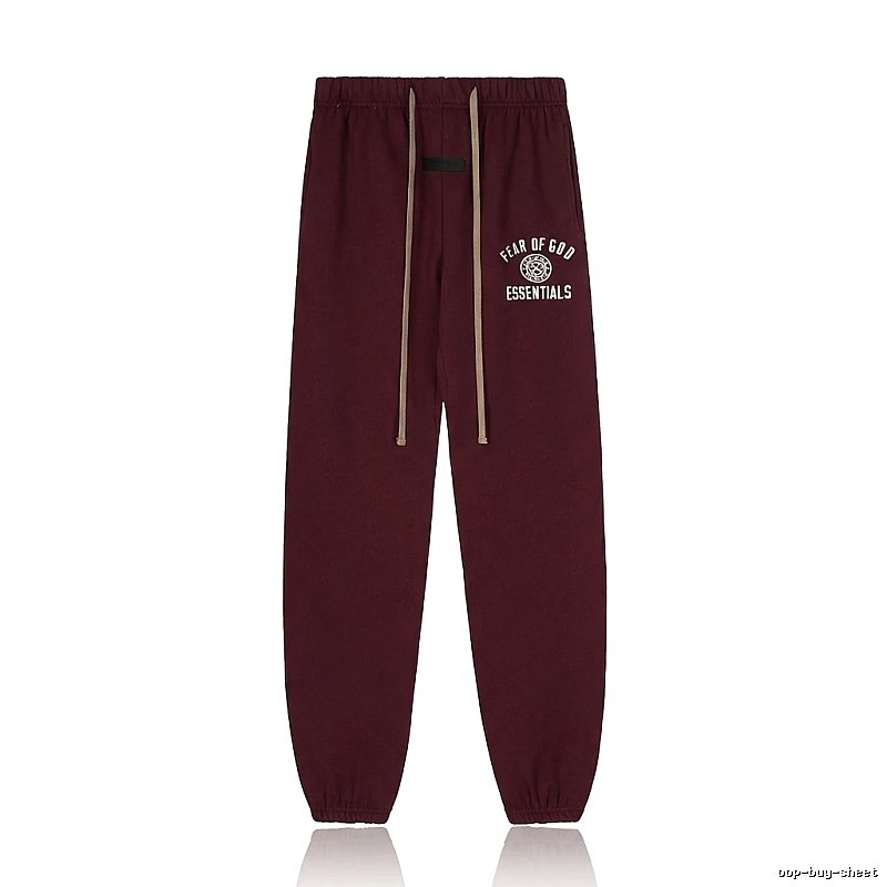 ESSENTIALS Trendy Casual Wine Red Sweatpants