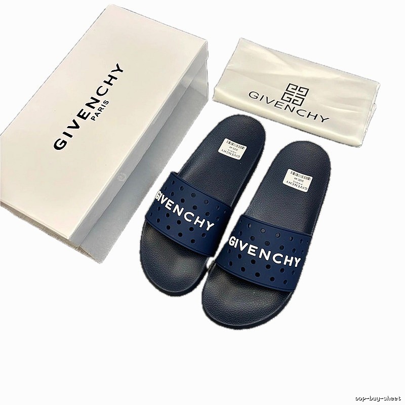 Givenchy Letter Cut-out Trendy Style Navy Blue Slides