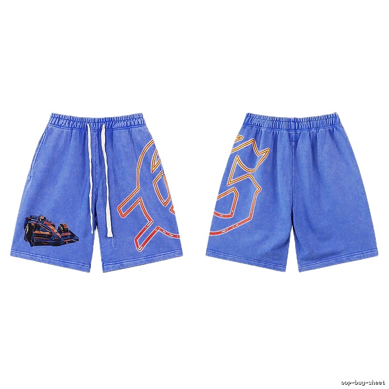 Godspeed Racing Print Street Style Blue Shorts