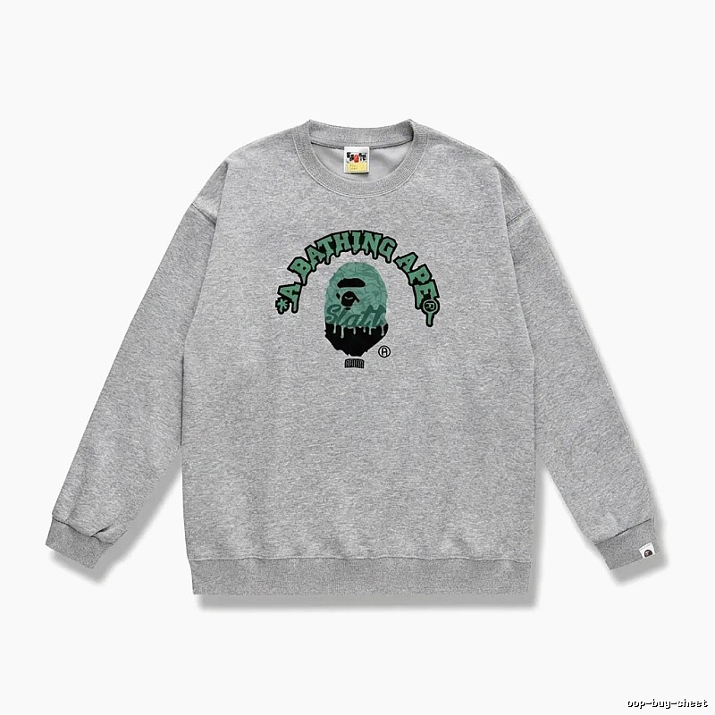 Grey hoodie with Bape Ape Head logo