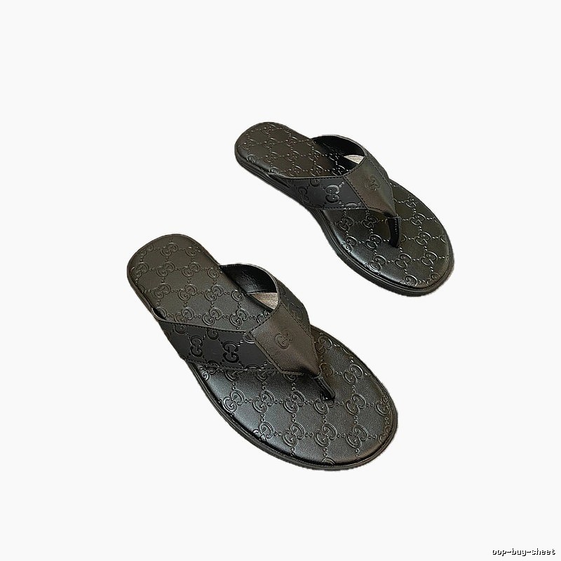 Gucci GG Embossed Light Luxury Style Black Flip-Flops