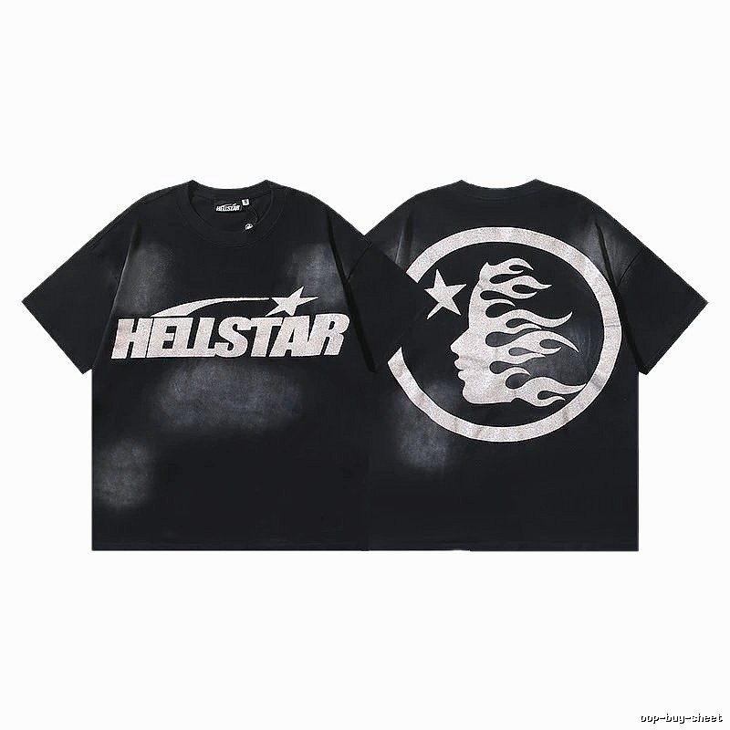 Hellstar Flame Portrait Street Style Black T-shirt