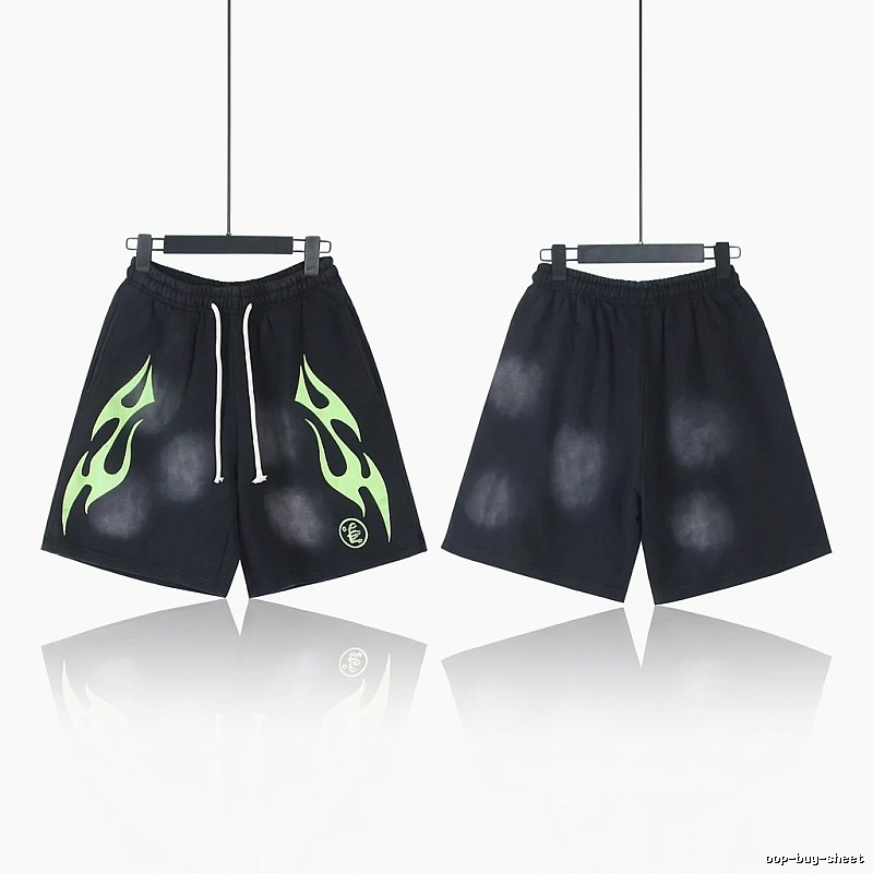 Hellstar Flame Wind Black Shorts