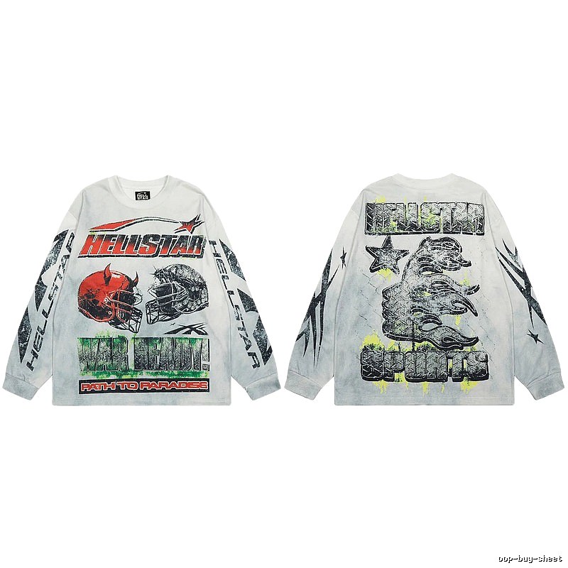 Hellstar Sports Vintage Distressed Off-white Long Sleeve T-Shirt