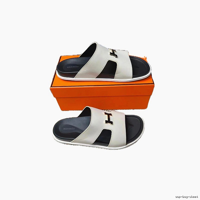 Hermès H Series Light Luxury Style Off-white Slide Sandals