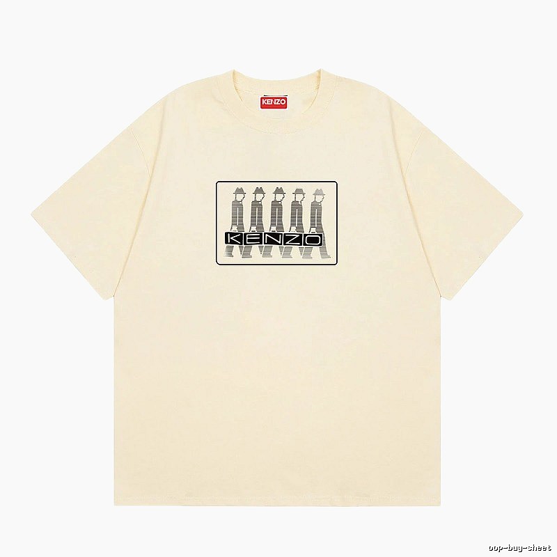 KENZO Character Print Casual Style Beige T-shirt