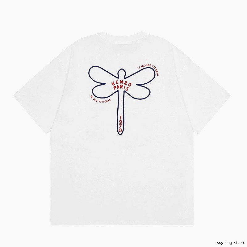 KENZO Dragonfly Print Casual White T-Shirt
