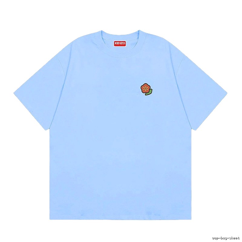 KENZO Embroidered Small Flower Casual Style Light Blue T-Shirt