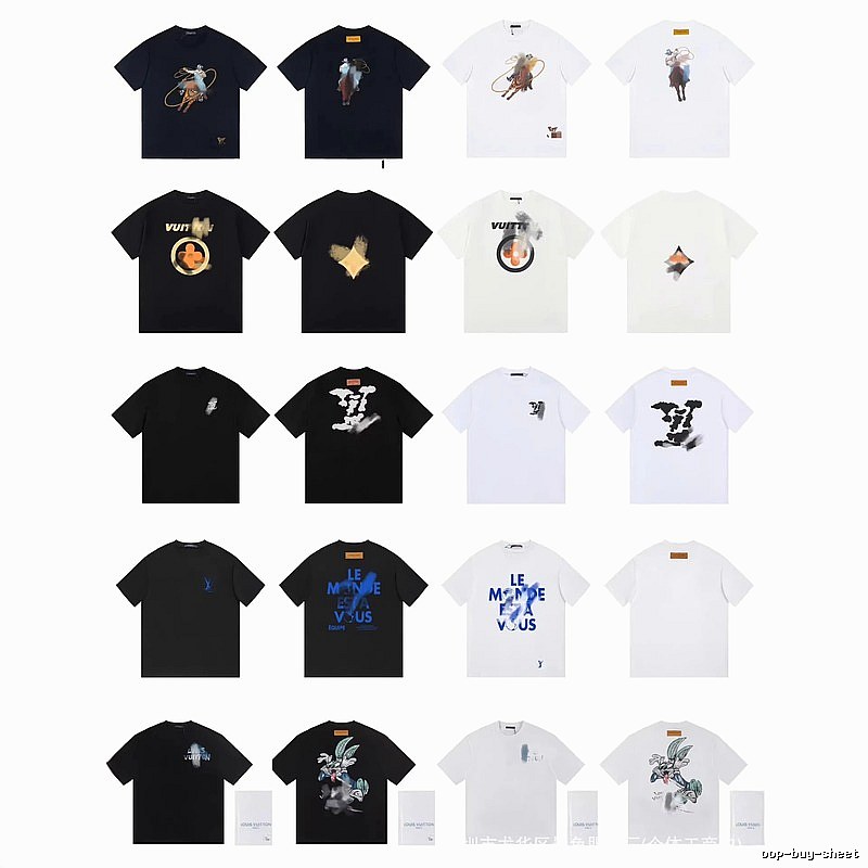 Louis Vuitton Streetwear Printed Black and White Short-sleeve T-shirt