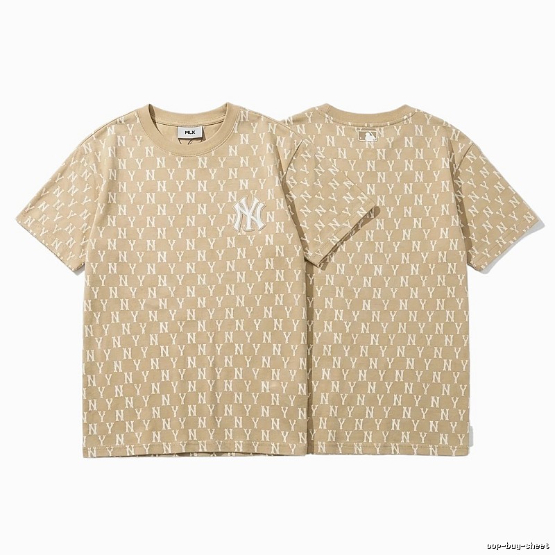 MLB Full Print Fashion Khaki Short-sleeve Shirt