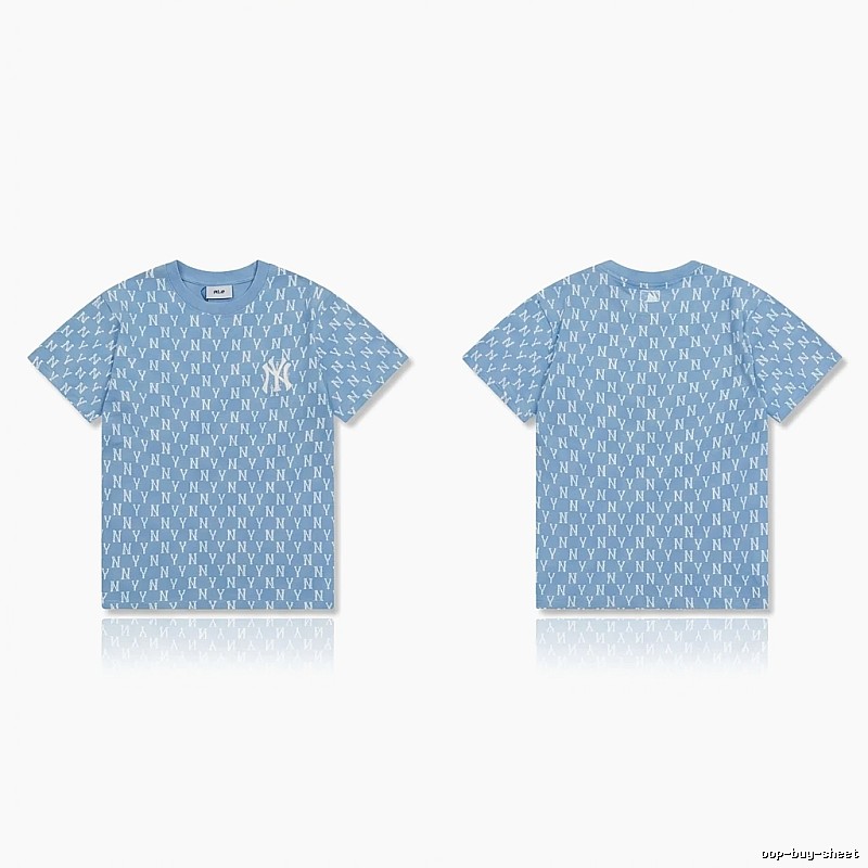 MLB full - print style light blue T - shirt