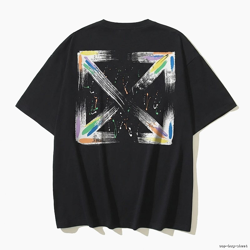 Off-White graffiti-style black T-shirt