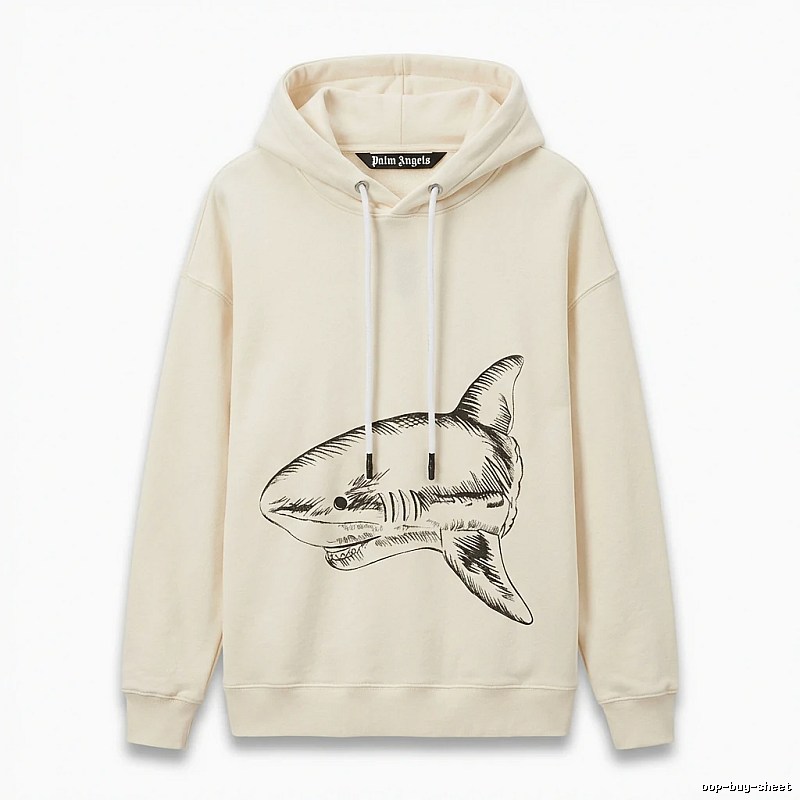 Palm Angels Shark Series Simple Style Beige Hoodie