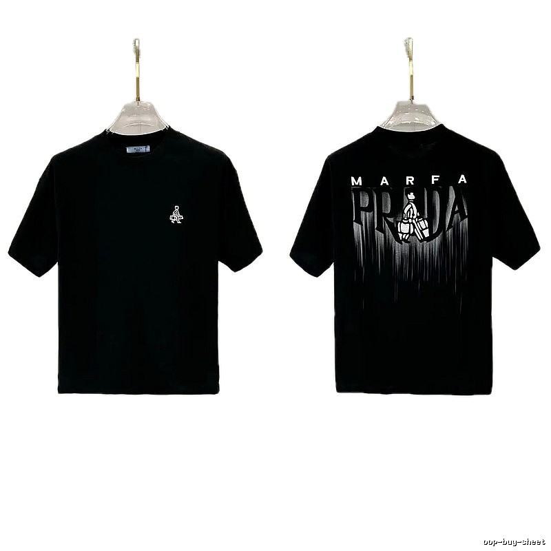 Prada Marfa Streetwear Style Black Short-sleeve T-shirt