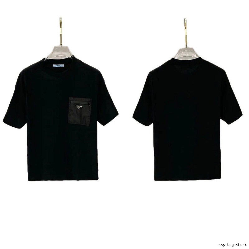 Prada Triangle Logo Minimalist Style Black Short-sleeve T-shirt