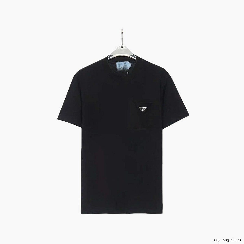 Prada Triangle Logo Minimalist Style Black Short-sleeve T-shirt