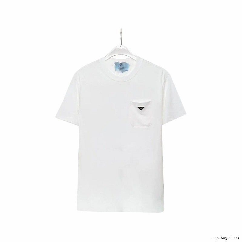 Prada Triangle Logo Minimalist Style White Short-sleeve T-shirt