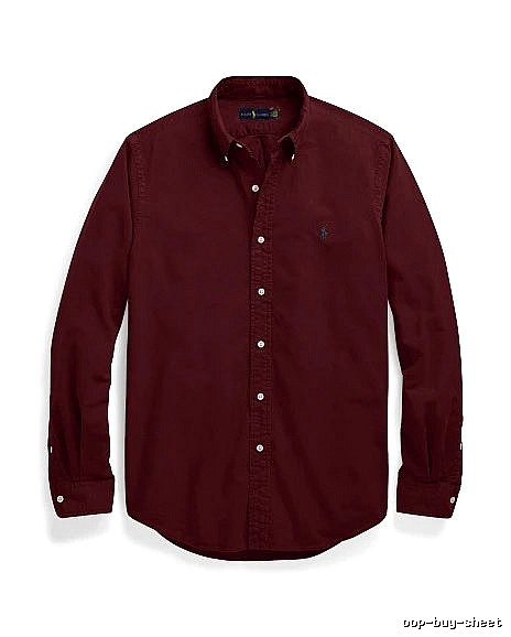 Ralph Lauren Burgundy Red Button-Down Shirt Daily Styling