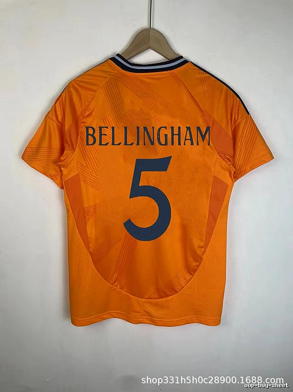 Real Madrid Summer Bellingham #5 soccer jersey White Real Madrid with Bold Graphic