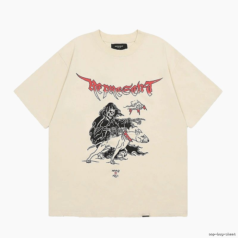 Represent Grim Reaper Print Vintage High Street Beige T-Shirt