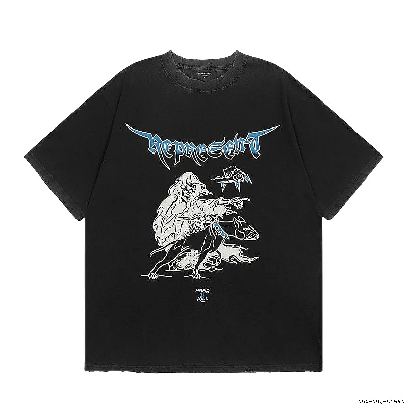 Represent Grim Reaper Print Vintage Style Black T-Shirt