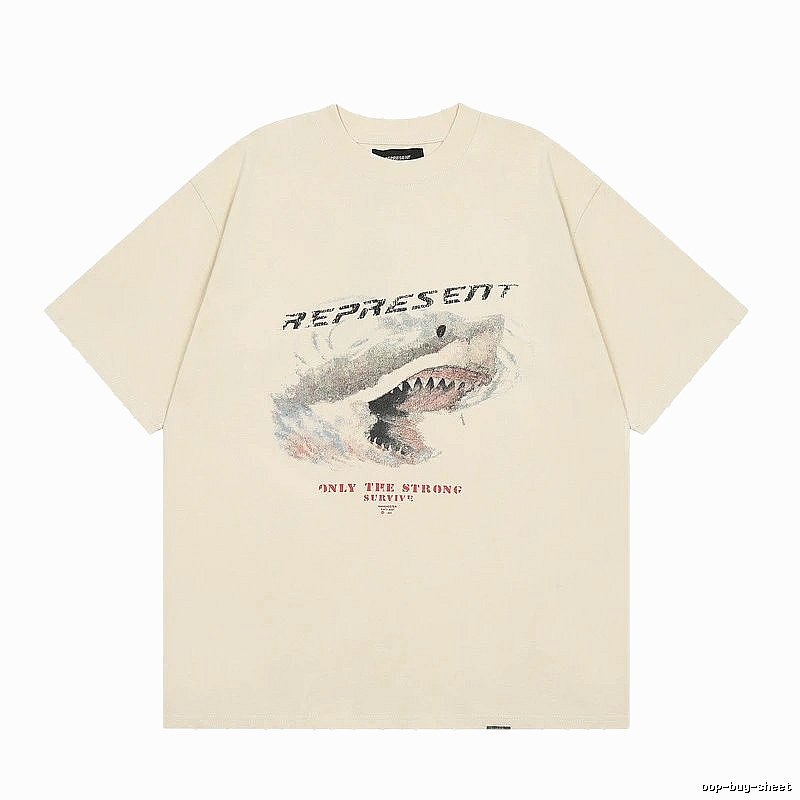 Represent Shark Print Vintage Beige T-Shirt