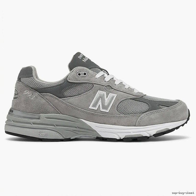 Retro-style gray shoes of New Balance 993