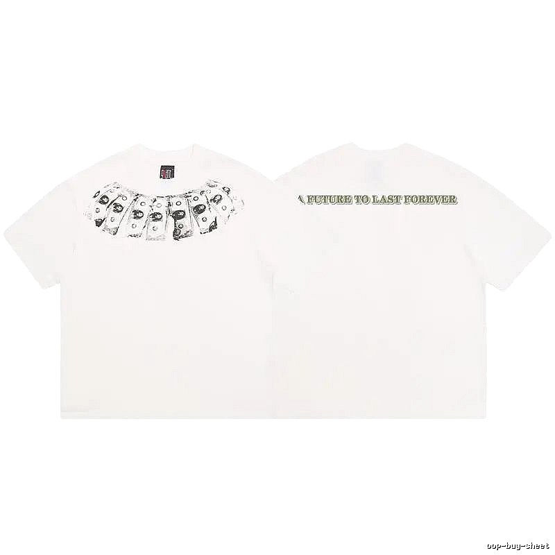 SAINT Dollar Bill Print Street Style White T-Shirt