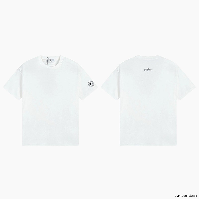 Stone Island Badge Minimalist Style White Short-sleeve T-shirt