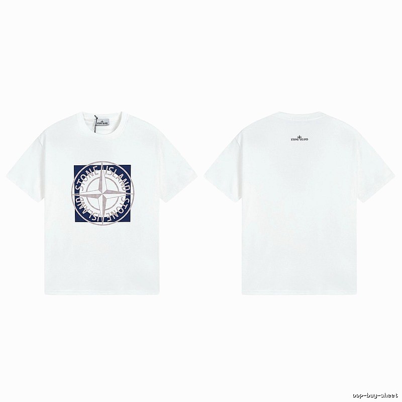 Stone Island Compass Collection Street Style White T-Shirt