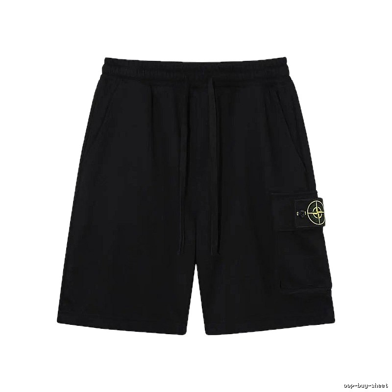 Stone Island Compass Logo Workwear Style Black Shorts