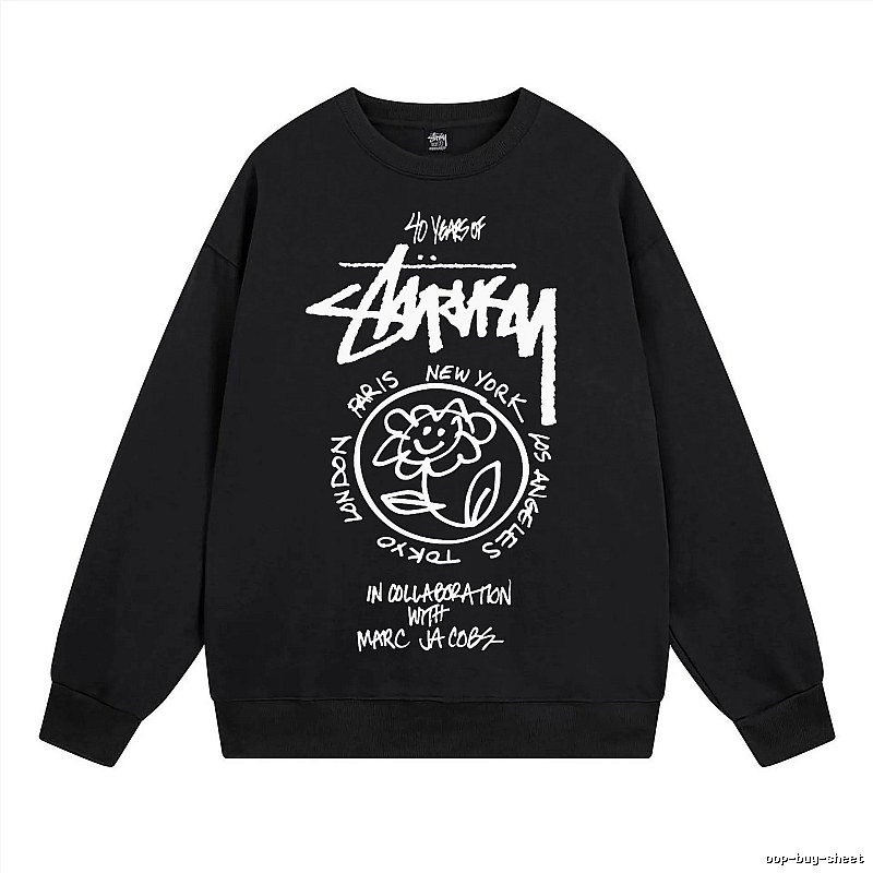 Stussy Black Style 539 Graphic SweatShirt Campus Look