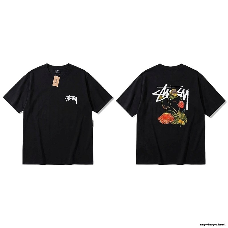 Stussy Floral Style Black T-shirt