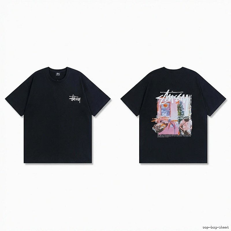Stussy trendy style black T-shirt