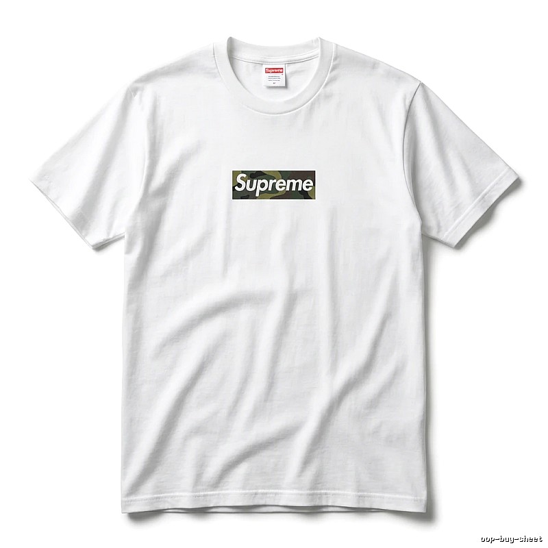 Supreme camouflage-style white T-shirt