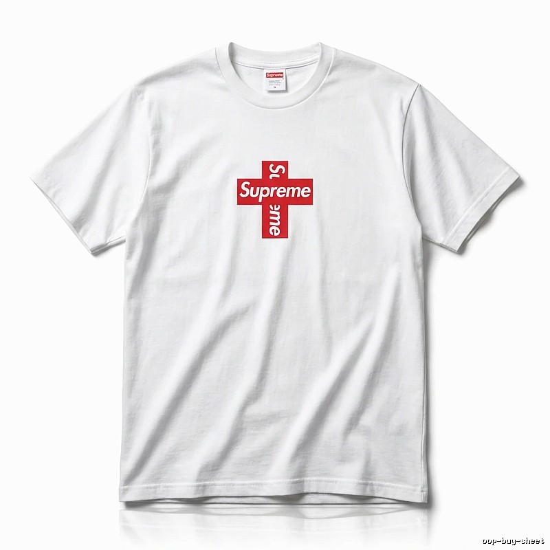 Supreme Cross Trend Brand White T-shirt