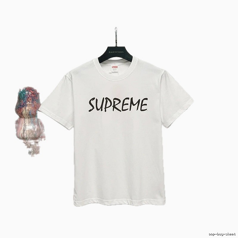 Supreme Hand-drawn Print Street Style White T-Shirt