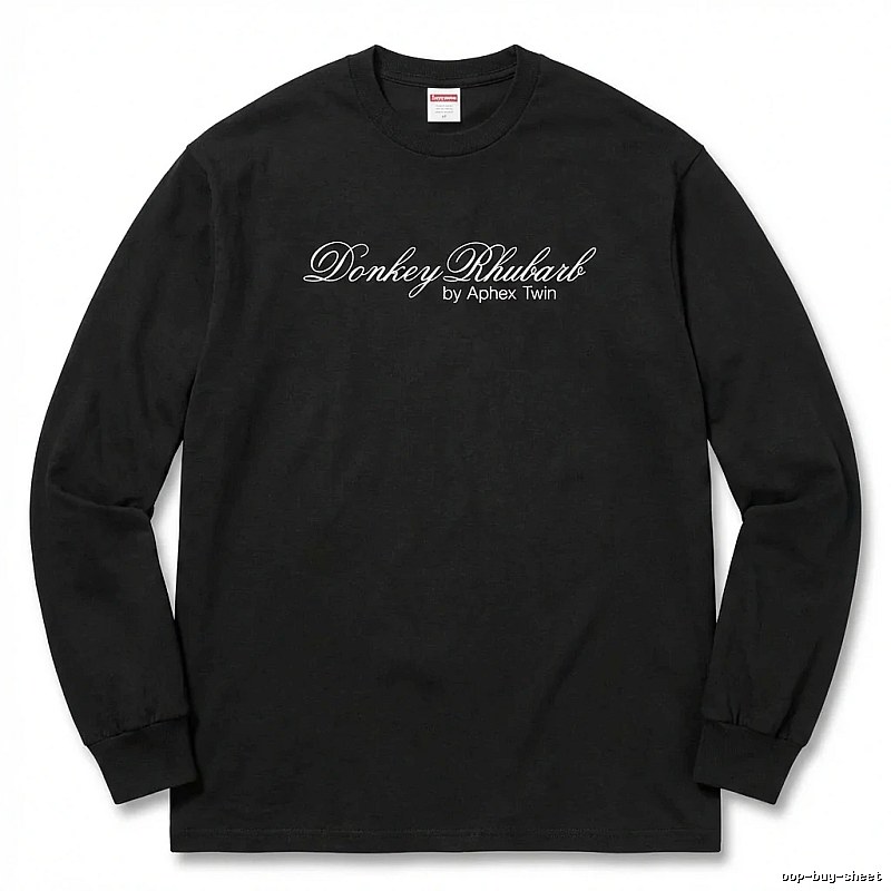 Supreme Print Retro Style Black Long-sleeve Shirt