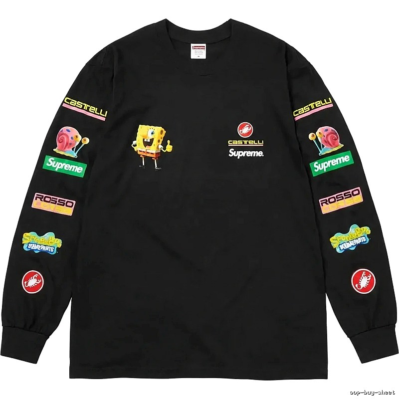 Supreme SpongeBob SquarePants Co-branded Black Long-sleeve Shirt