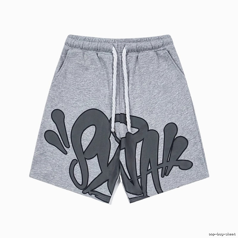 SynaWorld graffiti-style gray shorts