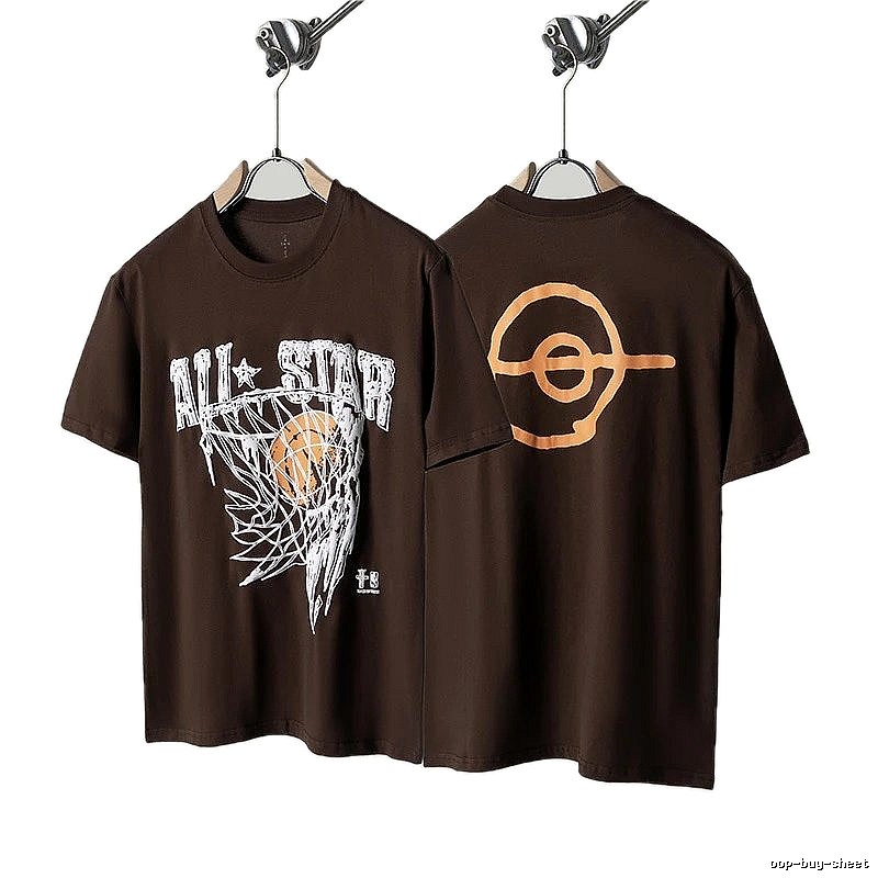 Travis Scott All-Star Street-style Basketball Brown T-Shirt