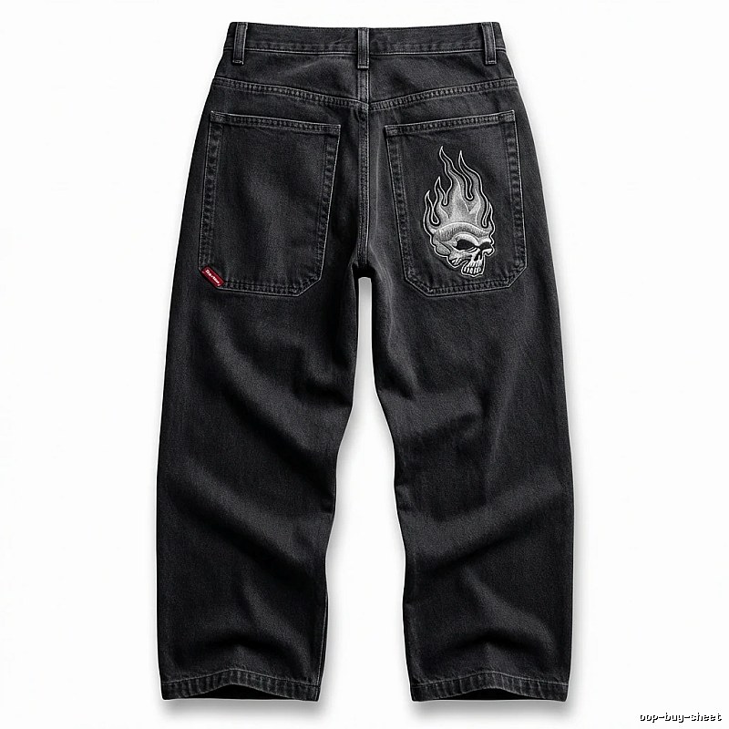 Y2K Fear of God Flame Black Denim Shorts